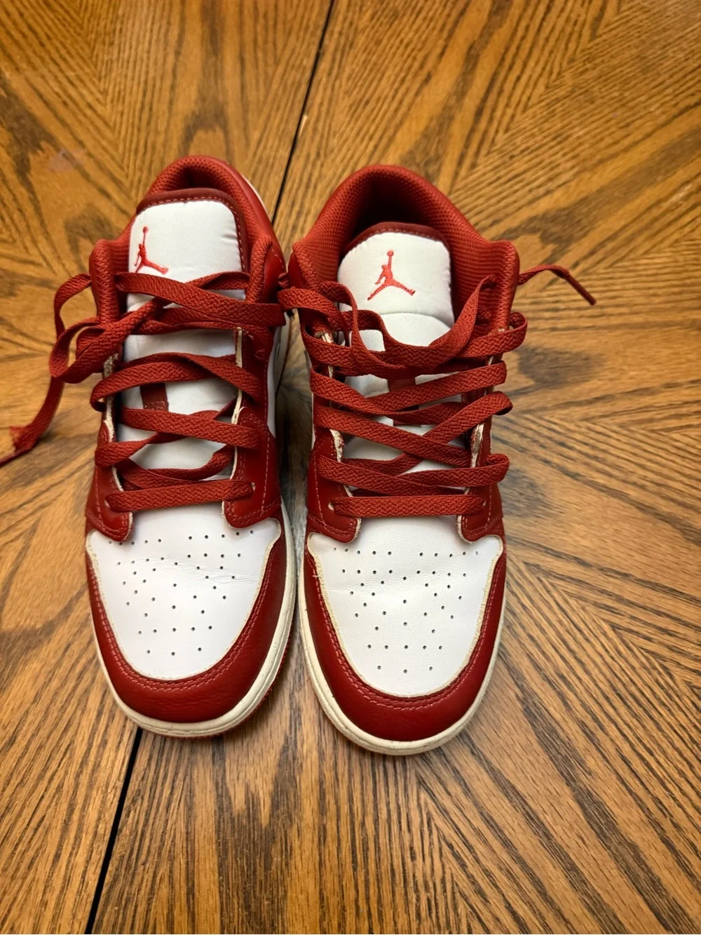 Nike Red and White Kids Low-Top Jordan Sneakers